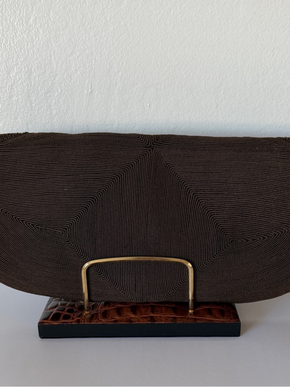 Vintage 1940's Corde Clutch with Lucite closure Brown Evening Bag - Picture 3 of 11